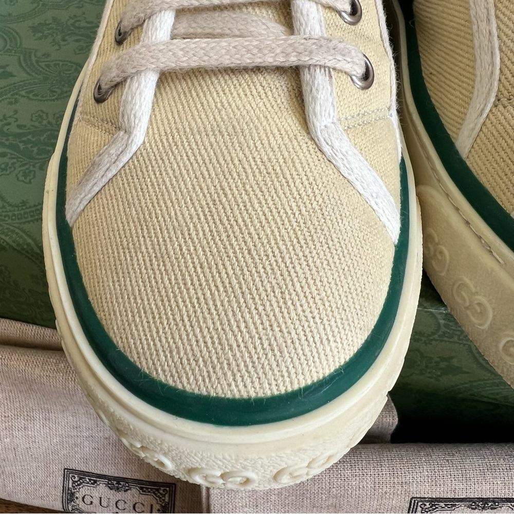 Gucci 1977 Tennis Canvas Low-Top Green/Red Web Sneakers Gucci 8 (US8.5) - Picture 9 of 17